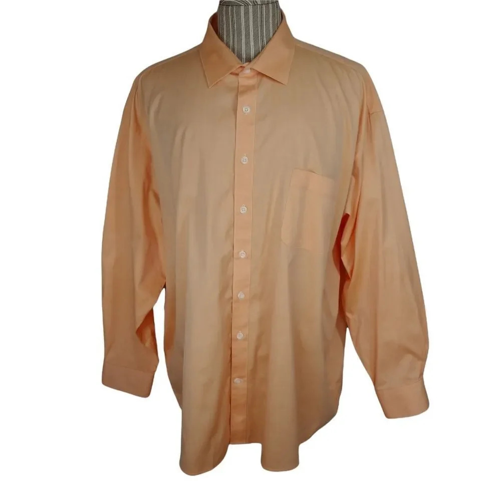 Miller Performance Button Down Dress Shirt, Peach-Orange, Business, Office, Work